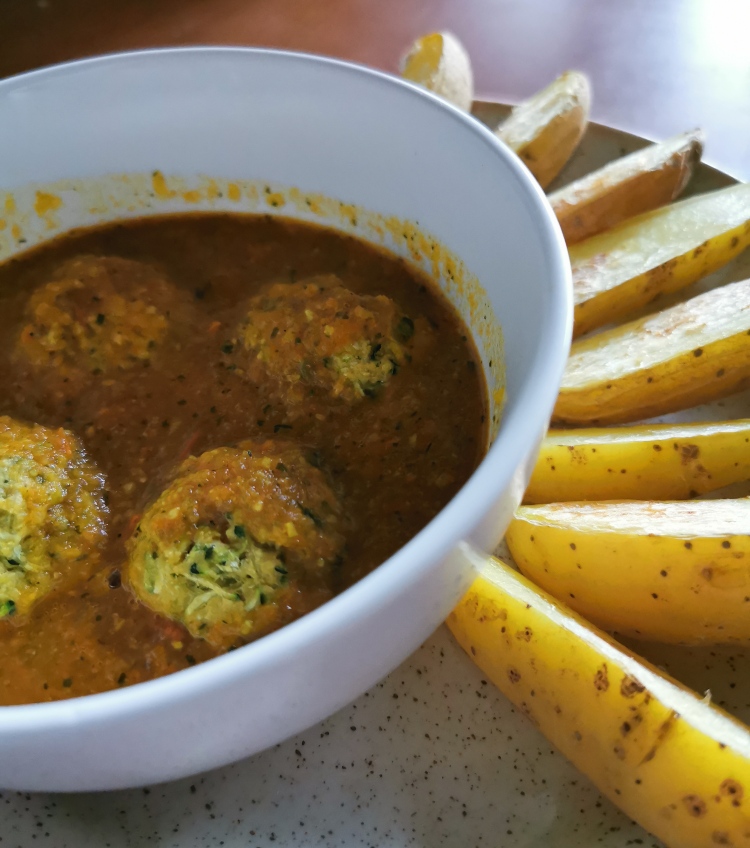 boulettes indienne ghiya kofta et frites vegan et sans gluten médical médium compatible